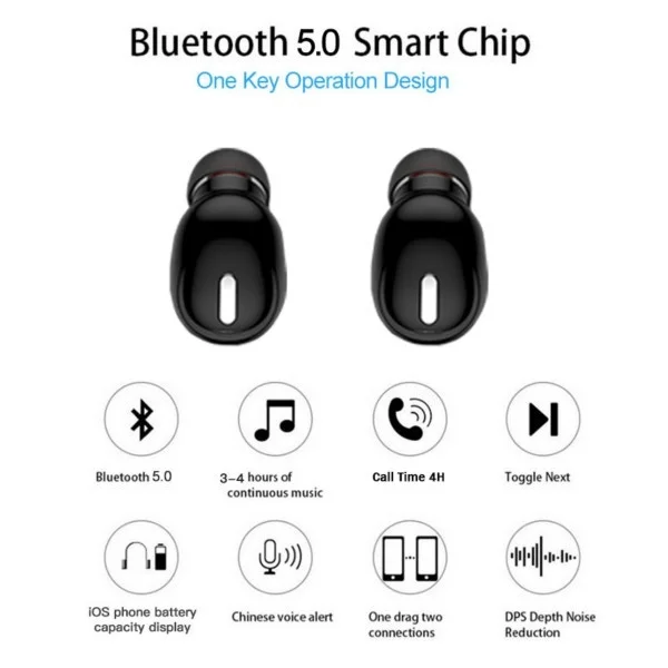 Мини наушники вкладыши Bluetooth 5 0 Hi Fi беспроводная гарнитура с микрофоном