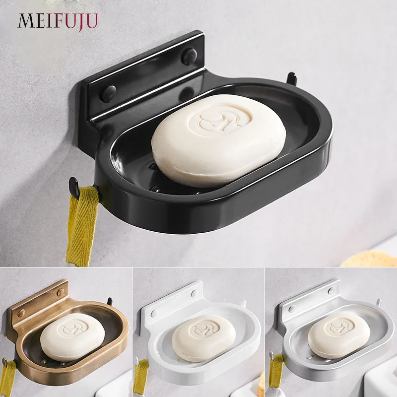 

Black Soap Dishes White Wall Mounted Soap Holder Antique Aluminum Soap Basket Dish for WC Bathroom Accessories Bath Product