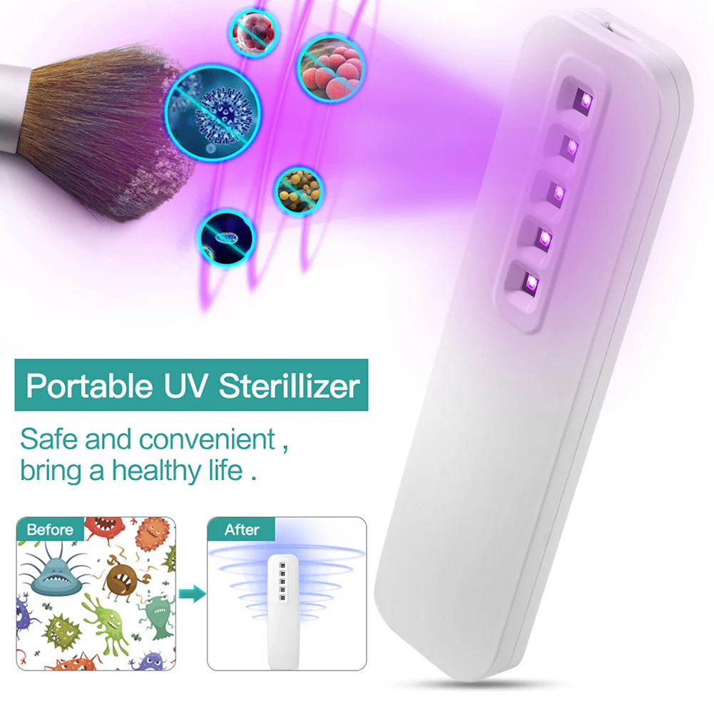 

Handheld 5 LED UV Sterilization Light Stick Kill Mite Bacteria Home Travel Ultraviolet Portable Sanitizer Disinfection Lamp Wand
