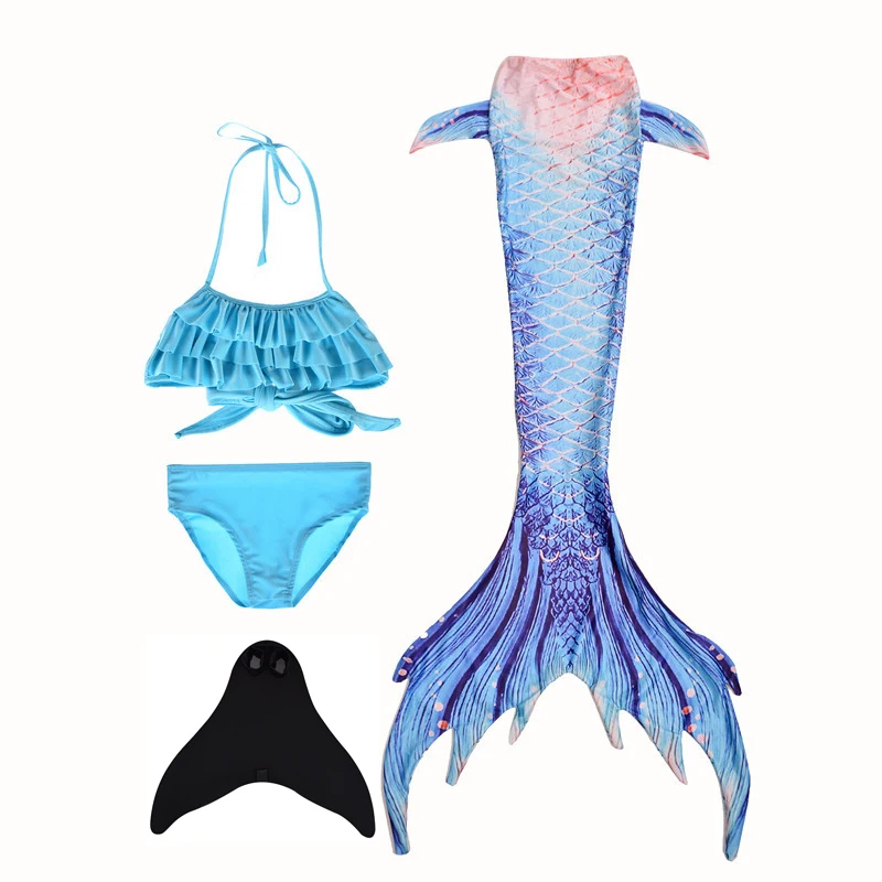 Mermaid Купальник русалки для девочек, комплект бикини, хвост русалки купальные костюмы, Детский костюм русалки, бикини для дочки, комплект бикини из 4 предметов - Цвет: Mermaid