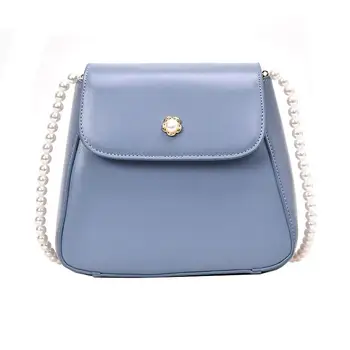 

Women Bags Messenger Crossbody Pearl Handle Bags Fashion Leather Pure Color Stylish Wild Simple Casual Solid color H1
