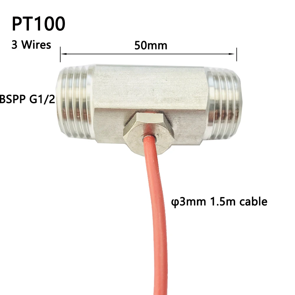 

Датчик температуры PT100, 150 см, 3 провода, с силиконовым гелевым покрытием, датчик M8 на соске G1/2 дюйма, 0-180 градусов Цельсия, iSentrol