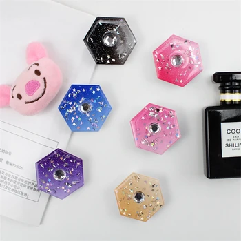 

100pcs NEW Hexagon With Diamond epoxy glue mobile phone folding stretch airbag bracket expanding Phone Holder Balloon girp