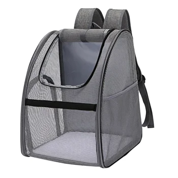 

1Pc Pet Backpack Breathable Mesh Pet Knapsack Portable Shoulder Pet Bag Pet Supplies for Cat Dog (Black)