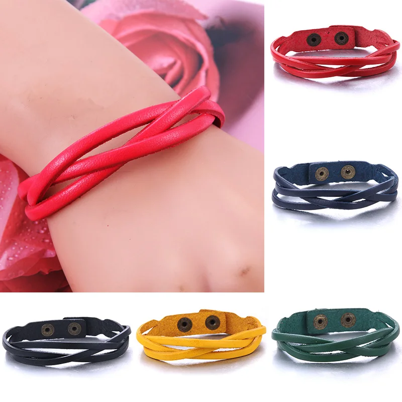 

Multicolor Wholesale Simple Leather Bracelet Women Charm Bracelets & Bangles Fashion Wrap Bracelet For Women Men Jewelry