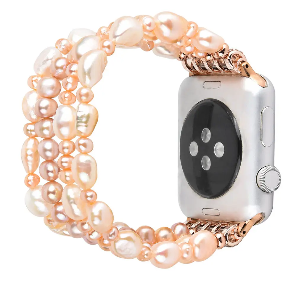 С блестящими стразами и жемчугом ремешок для наручных часов Apple Watch Series 5 4 3 2 1 кожаный ювелирный Хрустальный Браслет для наручных часов iWatch 38/40 мм/42 44 мм ремешок для часов