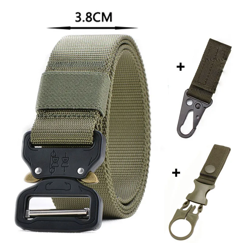 3.8cm blet and 2hook Военный тактический ремень армейский нейлоновый ремень с металлической пряжкой Для Мужчин Cinturon сверхмощный ремень для широкой талии охотничьи тренировочные аксессуары Cinto - Color: 3.8cm blet and 2hook