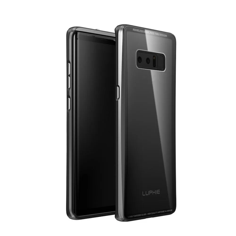 Luphie Metal Frame Phone Case 9H Tempered Glass Back Cover Ultra-slim Phone Protective Cover For Samsung Galaxy Note8 S8 S8 Plus