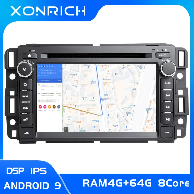 4 ГБ DSP 1Din gps Радио Android 9,0 автомобильный dvd-плеер для GMC Sierra Yukon Denali Acadia Savana Chevrolet Express Traverse EquinoxCD