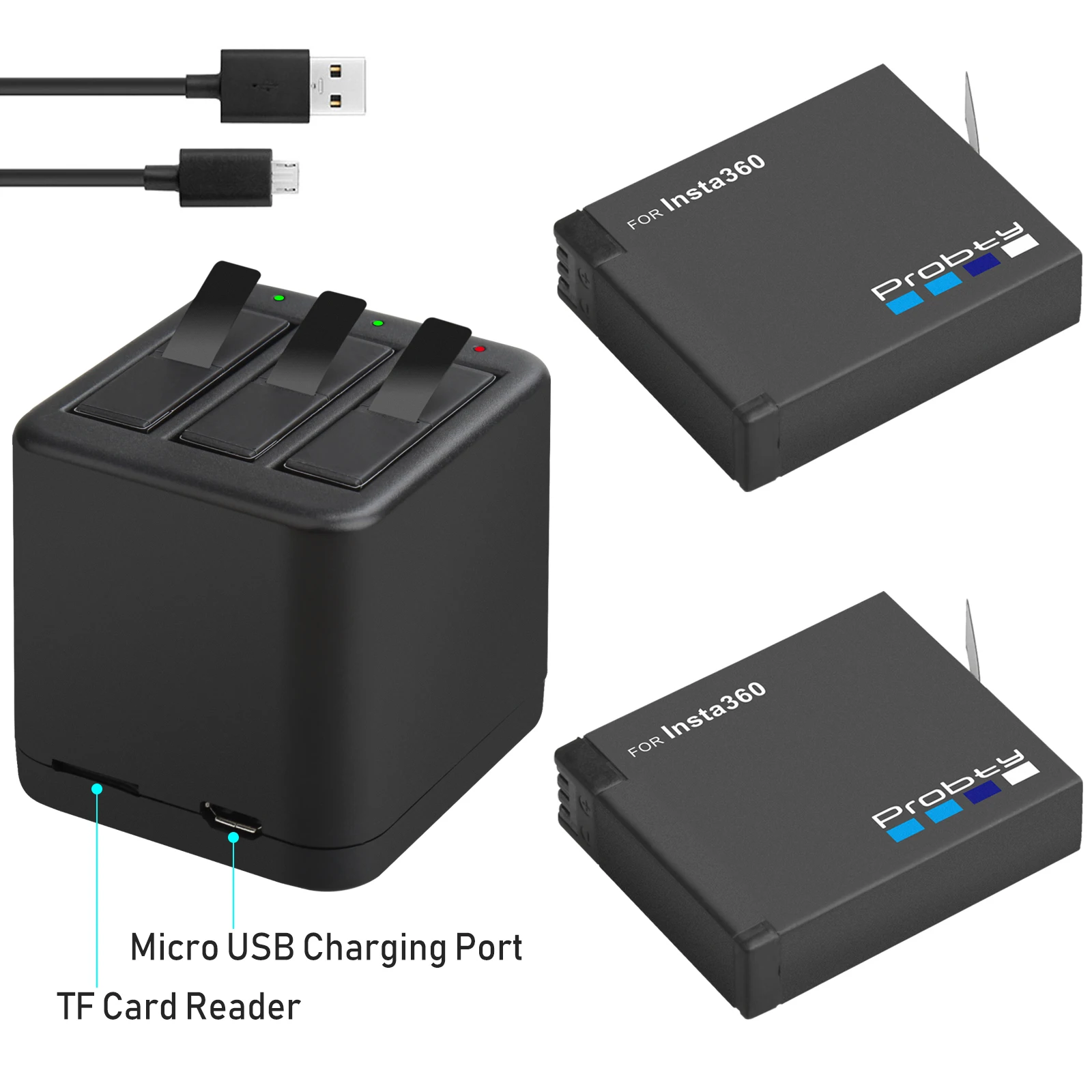 2BatteryWithCharger 3,8 в 1400 мАч Insta360 Один X аккумулятор и микро USB зарядное устройство Поддержка чтения и записи tf-карты одновременно - Цвет: 2BatteryWithCharger