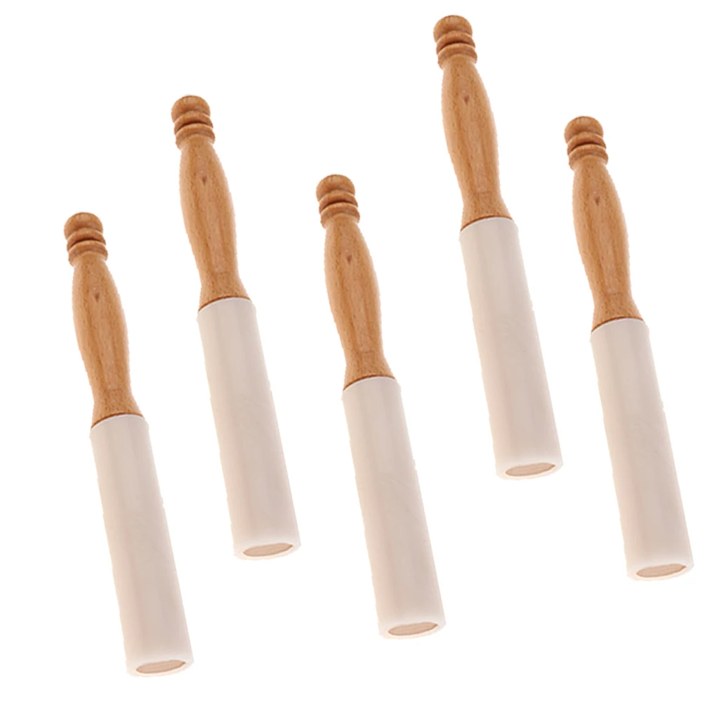 Exquisite 5pcs Rubber Singing Bowl Strikers Sticks Musical Pyramid Mallets