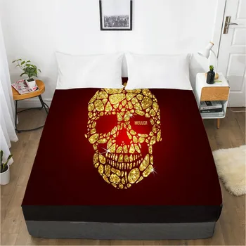 

3D Luxury Bedspread Mattress Cover for bed Black Fitted Sheet Quilt Covers 135x200cm Skull Bedspreads Bohemian Home Textile