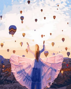 

Unframe diy oil picture oil paintings by numbers figure painting paint by number for home decor 4050cm ballon with girl