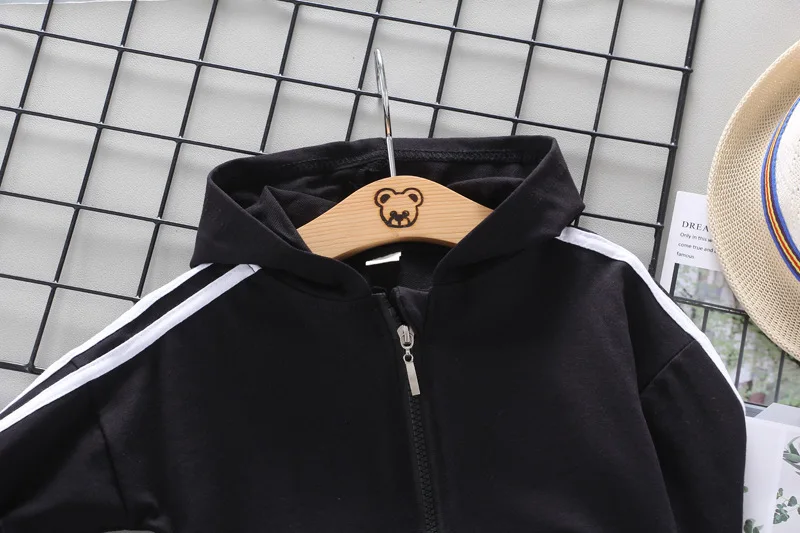 Демисезонный детская повседневная одежда, костюм для маленьких мальчиков и девочек хлопковый свитер на молнии куртка с капюшоном спортивные брюки 2 шт./компл. детская одежда спортивный костюм для малышей