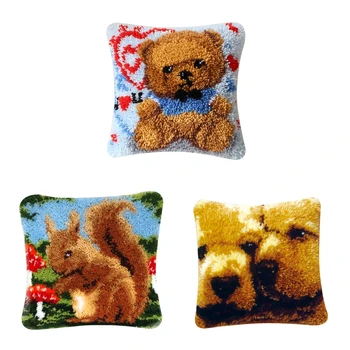

1 Set DIY Latch Hook Rug Kits Cushion Pillow Craft Handmade Embroidery Sewing Crafts for Parents Friends Present