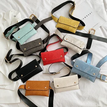 

Fashion New Women Waist Belt Bag Girl Punk Solid Color Waist Bags Bum Pouch Phone Leather Chest Packss Envelope Bags