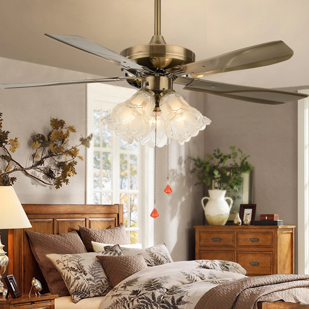 Ретро потолочный вентилятор, лампа с дистанционным управлением, 220 В, 42 дюйма, для спальни, гостиной, столовой, декоративное освещение, DC 110 В