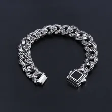 15 мм тяжелый панк-рок ретро 316L нержавеющая сталь розовый цветок Снаряженная кубинская браслет хип-хоп мужские байкерские звенья цепи браслеты ювелирные изделия