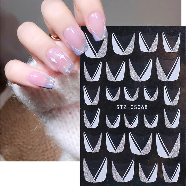 Golden Curve Marble Line Nail Sticker Irregular Swirl Striping Slider Charm Nail Design Gel Polish Decal Manicure LESTZ-CS067