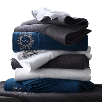 

Printed Towels Set Bathroom Hotel Thick Luxury Beauty Salon Thick Bath Antibacterial Large Sauna Recznik Home Textile EF50BT