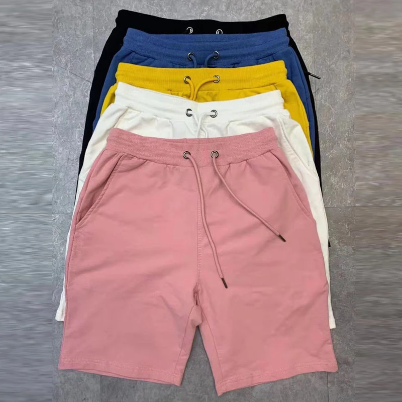 40KG-100KG Summer New 100% Cotton Soft Men’s Drawstring Waist Black White Yellow Pink Casual Shorts maamgic sweat shorts