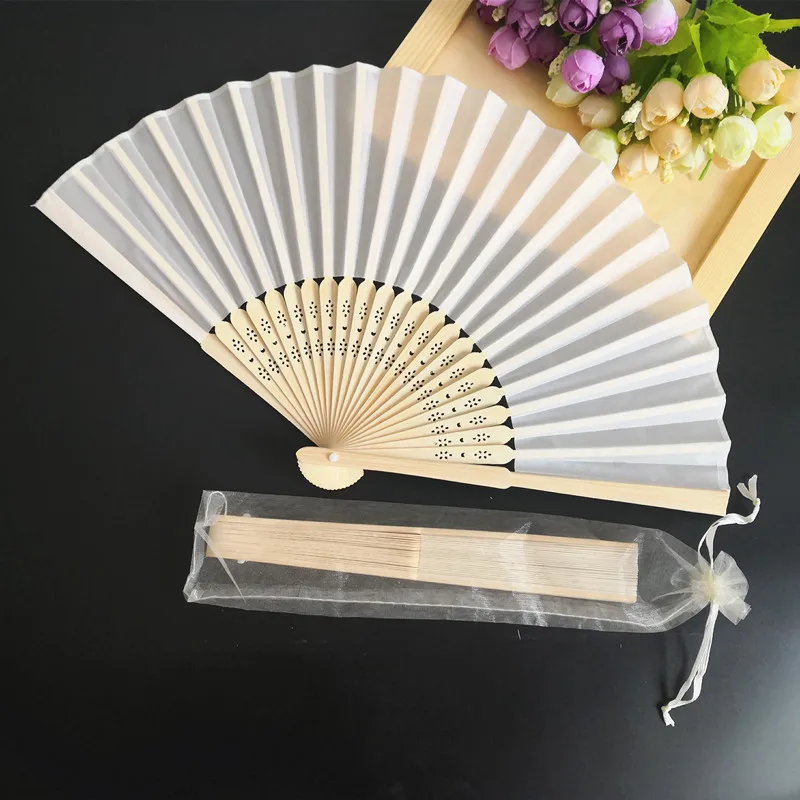 Hand Fan Personalized Names & Date for Wedding Gift 100pcs in Organza Gift Bag by Express Shipping