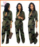 Flare Sleeve Wide Leg Pants Long Jumpsuit Women Autumn Fashion Elegant Workwear Formal Party Romper Belted Knot Side Jumpsuit