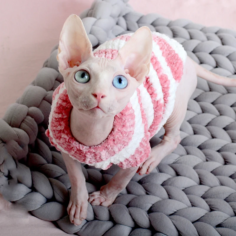 Hoopet Winter Warm Knitted Clothing For Cats Super Soft Sphinx Cat Clothes  Small Dog Clothes With Bunny Decoration Cat Suppliers