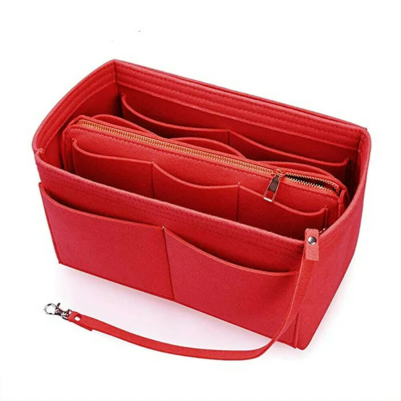 

New Style Felt Purse Insert Organizer Portable Cosmetic Bag Fit for Handbag Tote Various Bag