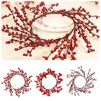 

Artificial Christmas Wreath Red Berry Wreath Decoration Autumn Front Door Party Props Wall Hanging Garland