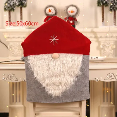 Новые рождественские украшения для дома, кухни, Скалка, фартук, висячий флаг, муфта, Настольная дорожка, наклейка, рождественские принадлежности - Цвет: Chair cover A