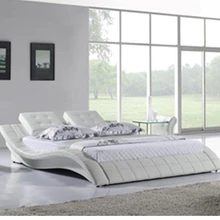 Geunine кожаный большой размер кровать и диван мебель из цельного дерева Многофункциональный спальный комплект