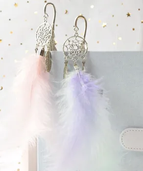 

Kawaii Feather Bookmark Pendant Metal Book mark Stationery School Office Supply Escolar Papelaria Gift box