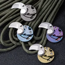 Mini pièce de monnaie en alliage de titane, couteau pliant en acier inoxydable, couteaux de poche, boîte ouverte, Camping de plein air, pendentif porte clés