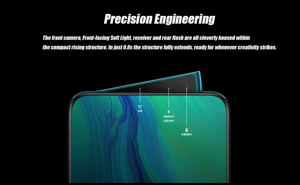 Oppo Reno10x zoom мобильный телефон 6," полноэкранная Поддержка NFC Snapdragon 855 ips 2340X1080 8 Гб ram 256 ГБ rom 4065 мАч отпечаток пальца ID