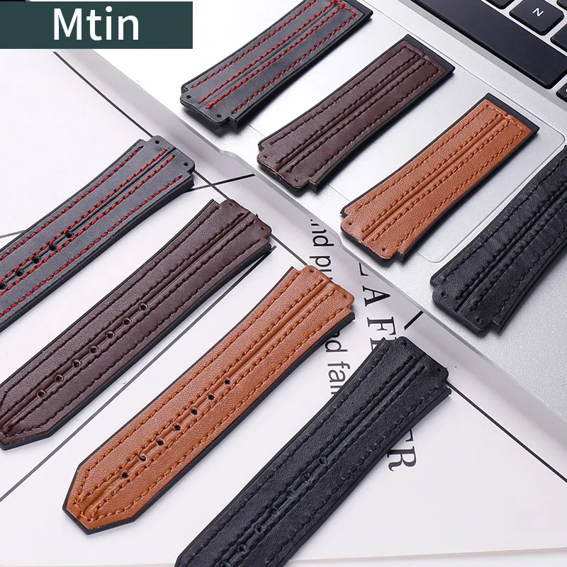 Genuine Leather Strap Men's Watch Accessories For Hublot Watch Band 19mmx25mmOutdoor Sports Rubber Strap Ladies Wristband Buckle