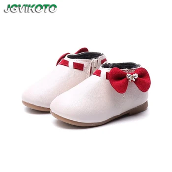 

Princess Girls Winter Boots Kids Ankle Boots With Bow-knot Bowtie Sweet Children Cotton Boots Soft Cute Toddlers Girl Boots New