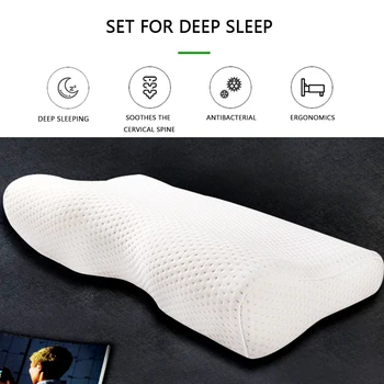 

50*30cm/60*35cm Memory Foam Bedding Pillow Neck Protection Slow Rebound Memory Foam Butterfly Shaped Pillow Health Cervical Neck