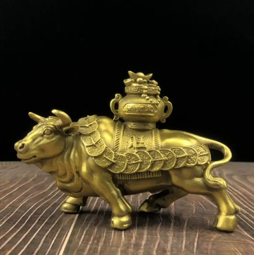 

Китайская латунная Статуэтка ребогатства коровы