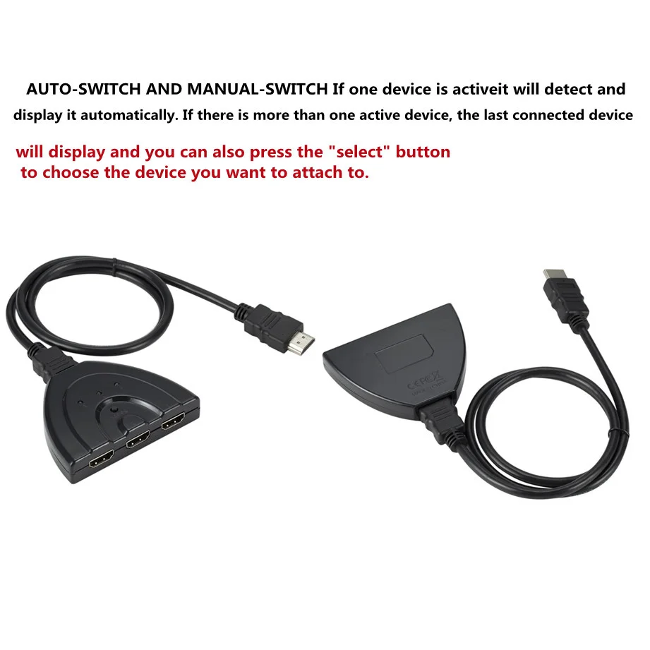 3 em 1 para Fora Hub para o pc Portas Interruptor Hdtv Hdmi Switcher Adaptador Cabo 1080p Divisor 3 2 Cheap Comutadores KVM