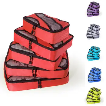 

2019 Fashion Breathable 4 Set Packing Verpakking Cubes Reizen Bagage Organizer Cube set Fit 23" Carry on Suitcase Travel Bag