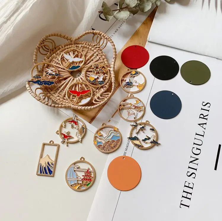 

Chinese Style Series Ornament Cartoon Rabbit Fairy Crane Alloy Earrings Pendant Diy Accessories Earring Findings 4 Pcs