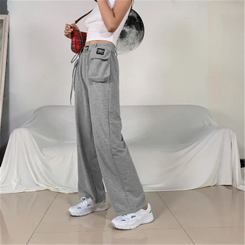 

women Trousers Wide Leg Streetwear High-waisted Autumn and winter new style wide-leg casual pants gray high-waist loose trousers