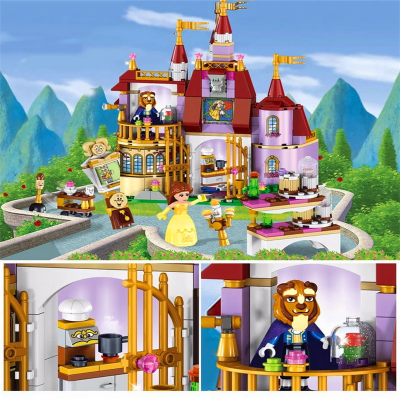 LELE 37001 Красавица и Чудовище Принцесса замок строительные блоки наборы кирпичные совместимые 41067 техника игрушки для детей