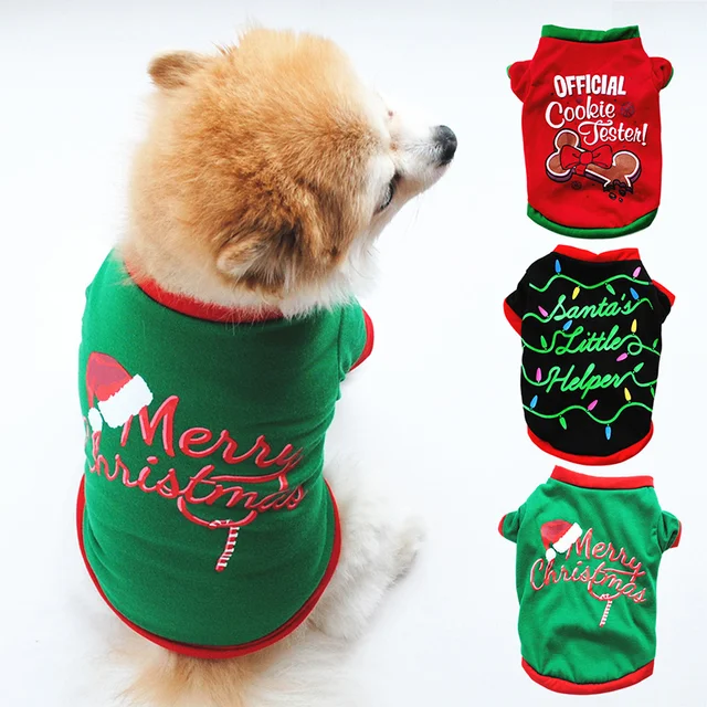 Christmas Cotton Pet Clothing Dog Clothes For Small Medium Dogs Vest Shirt New Year Puppy Dog Costume Chihuahua Pet Vest Shirt 4