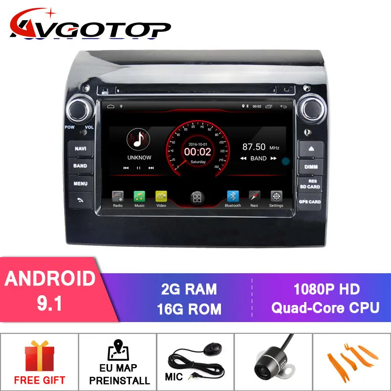 Android 9 AVGOTOP Android 9 Автомагнитола для FIAT DUCATO MP3 MP4 Автомобильный Wi-Fi gps Мультимедиа - Цвет: Android 9