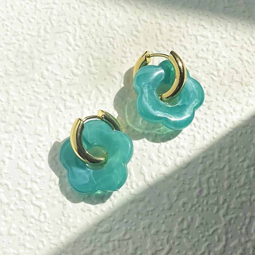 Dangle earrings drop earrings flower earrings pendant earrings Lost Lady Korean fashion cute resin small flower drop earrings for women statement pendant earring girl fashion jewelry