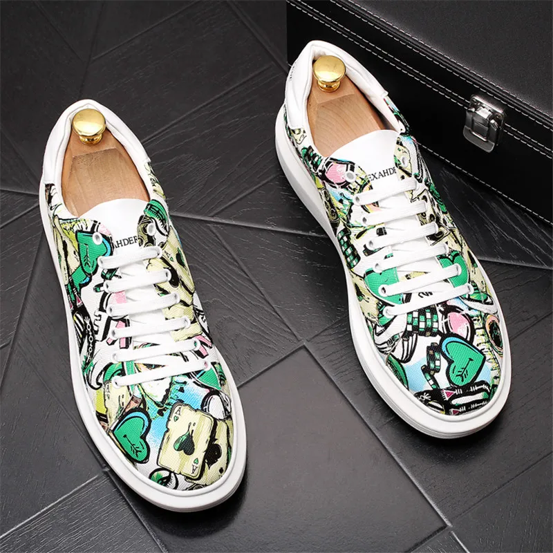 Men's Shoes Sneaker New Small White Shoes Men's Print Casual Shoes Wild Fashion Classic Men's Wedding Party Loafers Shoes