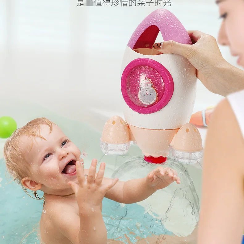 Детские игрушки для игры в воде вращающаяся вода прыгающая ракета душ Детский шампунь 2-3 года 1 девочка и мальчик детская Ванна играть с