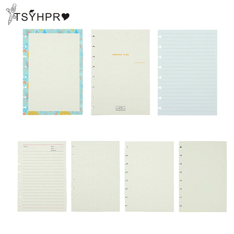 Notebook Refill Papers DIY Notebook Mushroom Holes Inner papars Lose Leaf Accessories B6/A5/A4 LF19-289